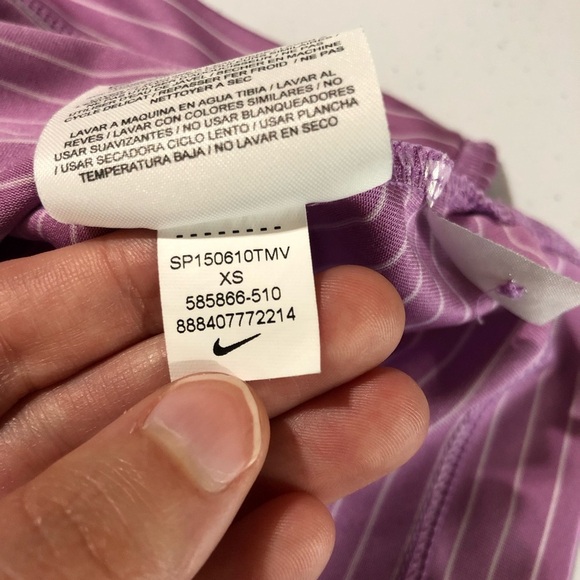 Nike‎ Golf Tour Performance Dri-Fit Striped Purple and White Polo Size XS - Picture 7 of 7
